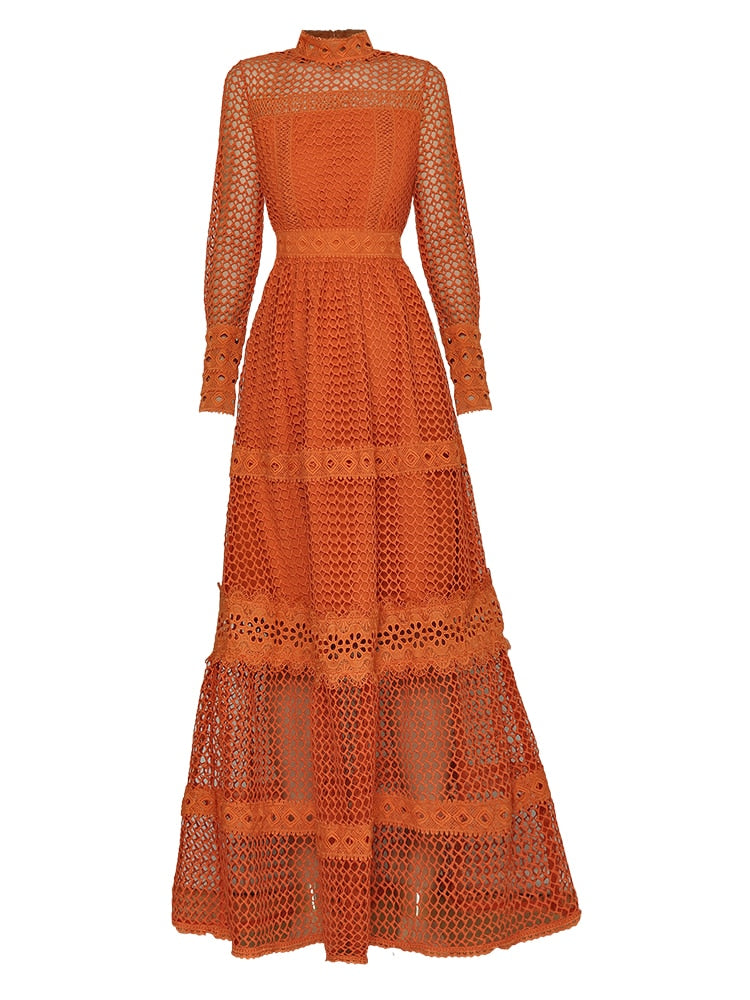 Designer High Quality Elegant Crochet Long Dress