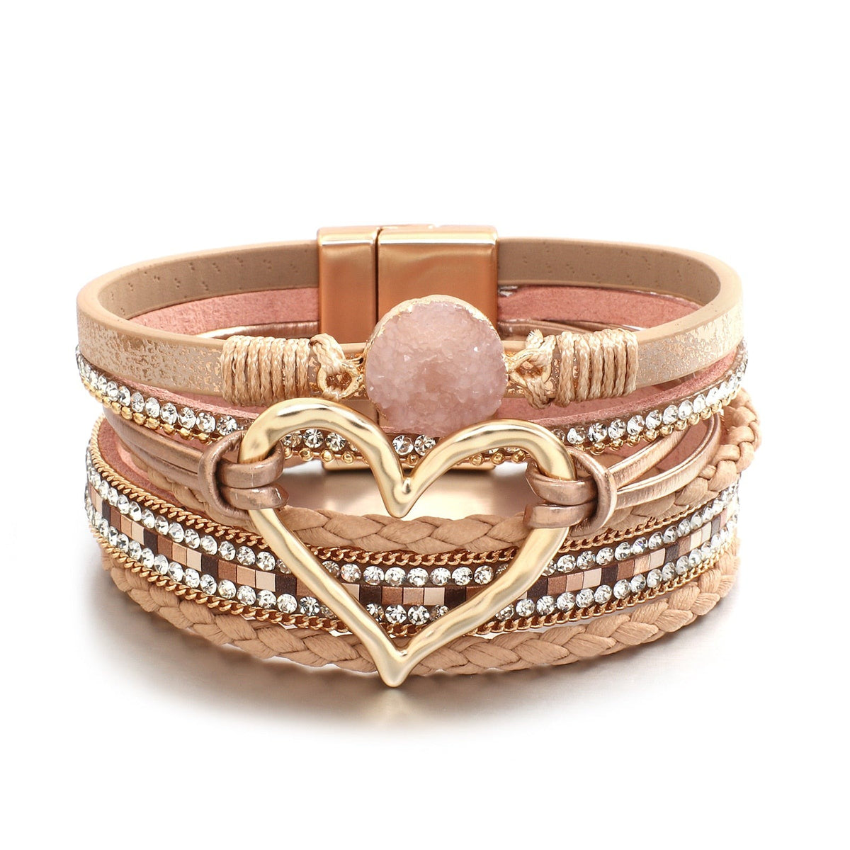 Love-Heart Charm Leather Bracelets