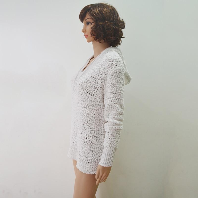 AMY - Knitted White Hooded Jumper/Sweater - BohoDreaming