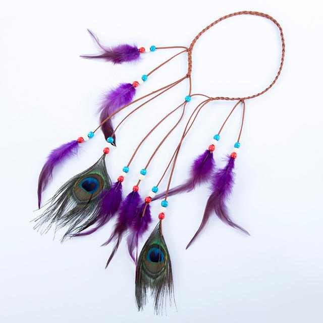 Boho Peacock Feather Adjustable Headband - BohoDreaming
