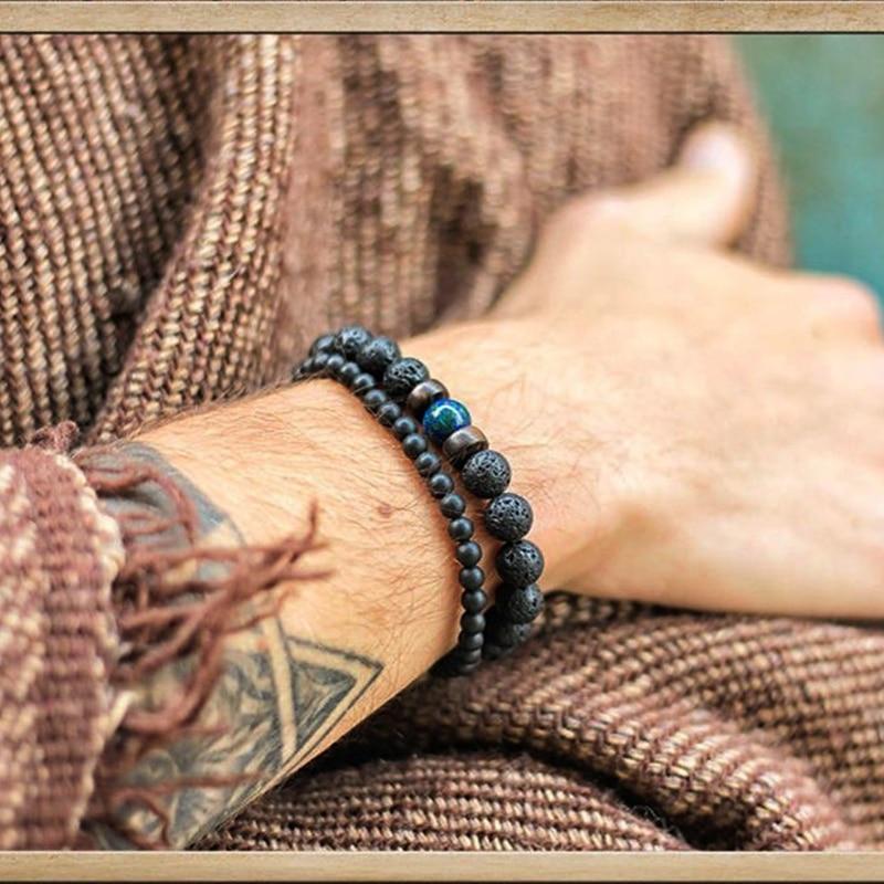 Jewellery - Lava Stone and Wooden Bead Boho Bracelets - BohoDreaming