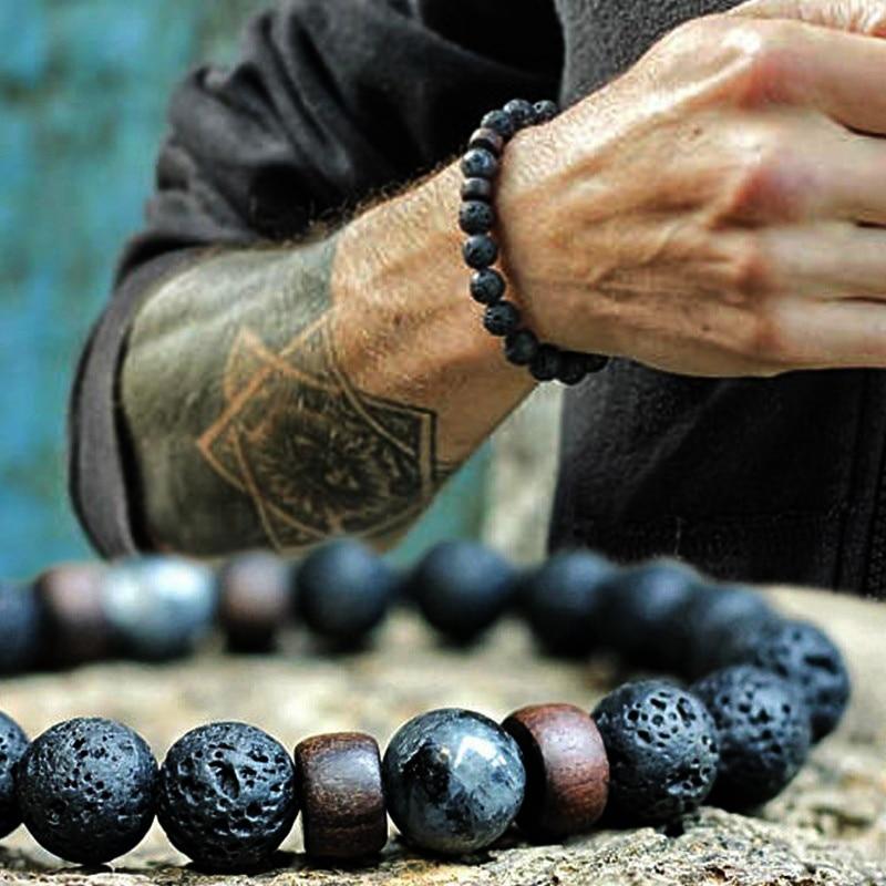 Jewellery - Lava Stone and Wooden Bead Boho Bracelets - BohoDreaming