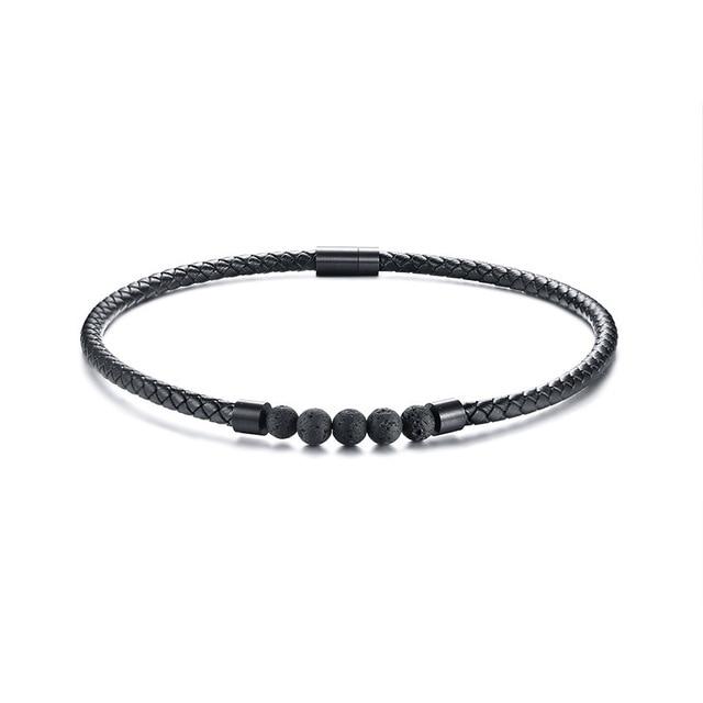 Men's Lava Rock Braided Leather Choker - BohoDreaming