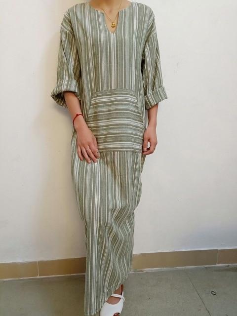Women's Striped Linen Kaftan (inc Plus Sizes) - BohoDreaming