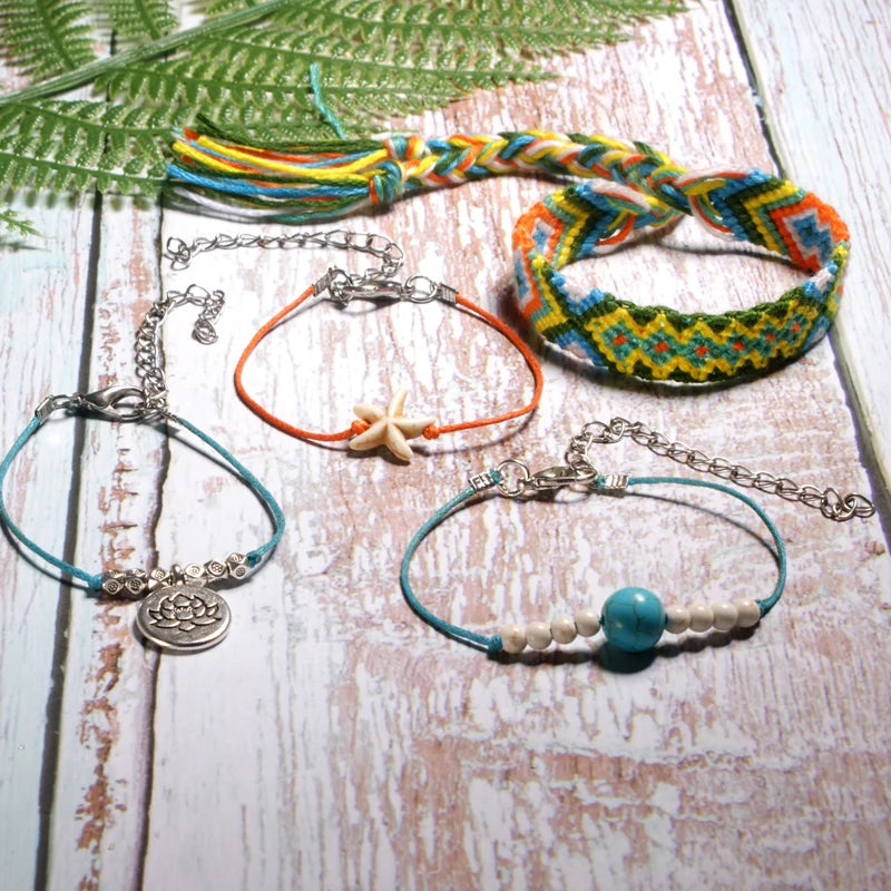 Jewellery - Handmade 4 Piece Bohemian Chic Summer Anklet Set - New