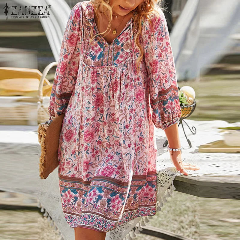 ARIANE Bohemian Casual Floral Dress Plus Size