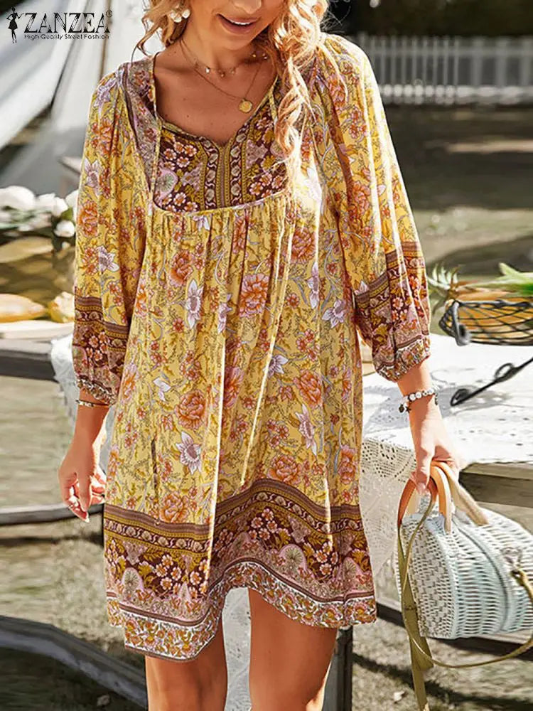 ARIANE Bohemian Casual Floral Dress Plus Size