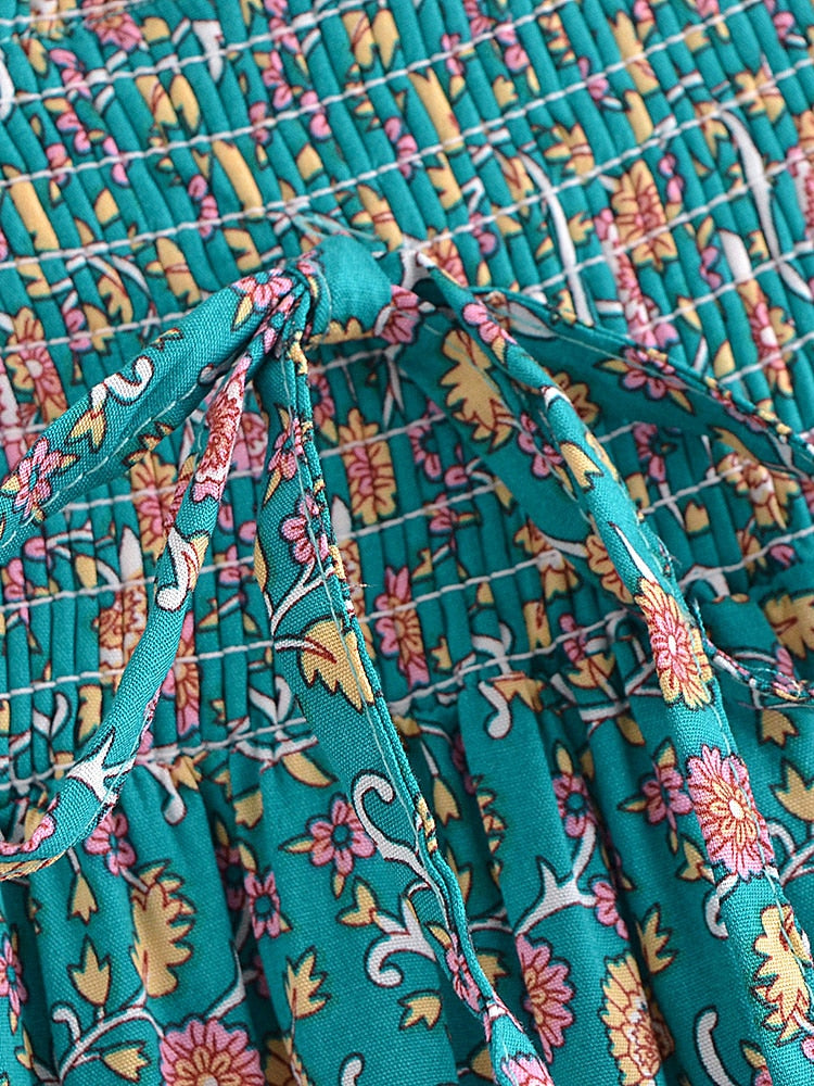COLETTE Boho Floral Print Elastic High-waisted Maxi Skirt