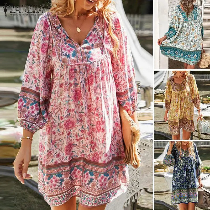 ARIANE Bohemian Casual Floral Dress Plus Size