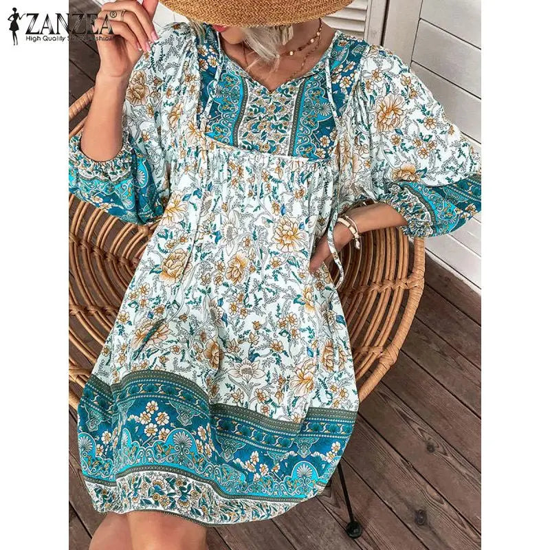 ARIANE Bohemian Casual Floral Dress Plus Size