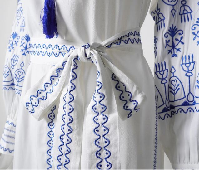 KASOS - Maxi Long Sleeve Embroidery Dress