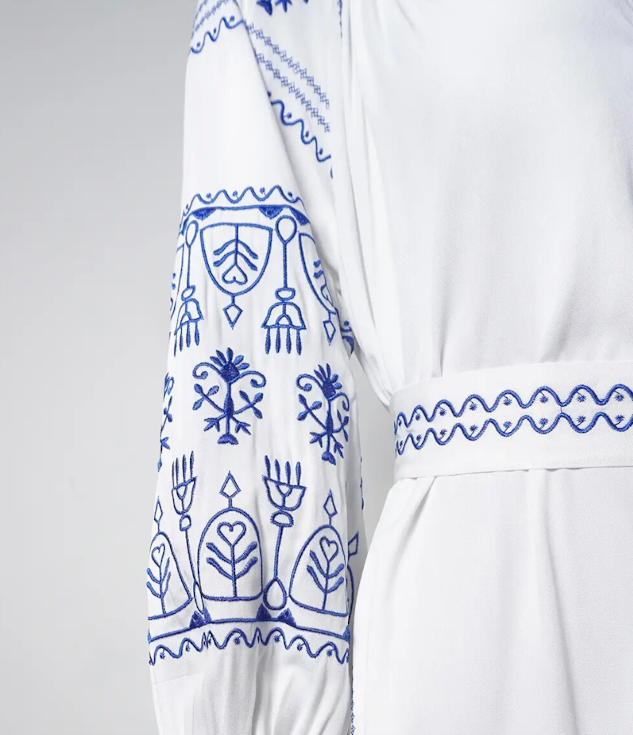 KASOS - Maxi Long Sleeve Embroidery Dress