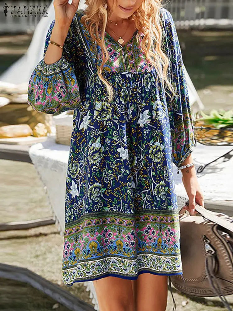 ARIANE Bohemian Casual Floral Dress Plus Size