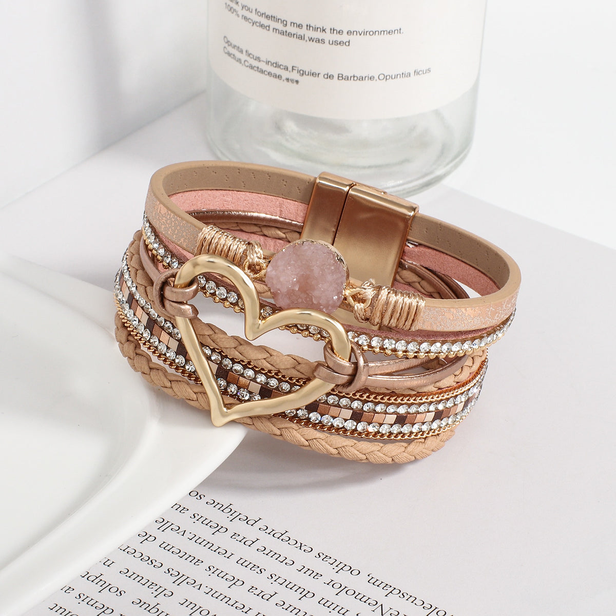 Jewellery - Love-Heart Charm Leather Bracelets