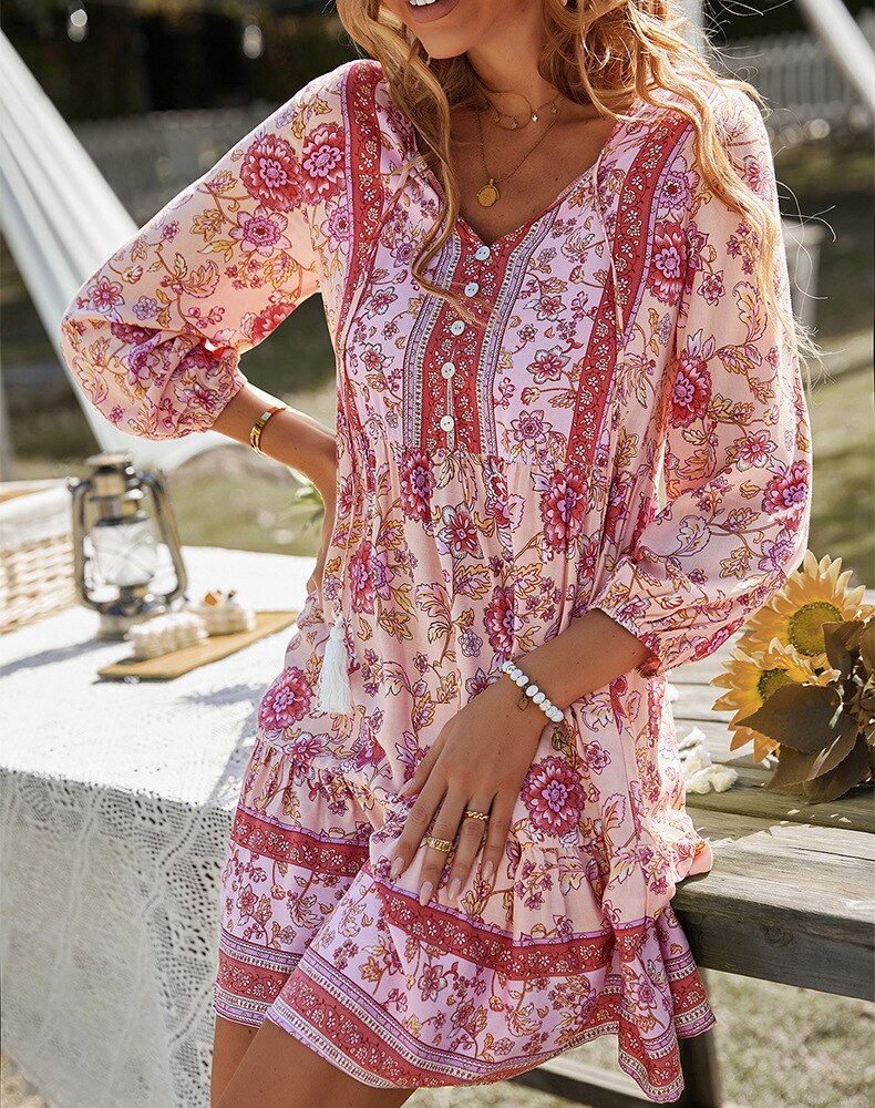 ARIANE Bohemian Casual Floral Dress BohoDreaming