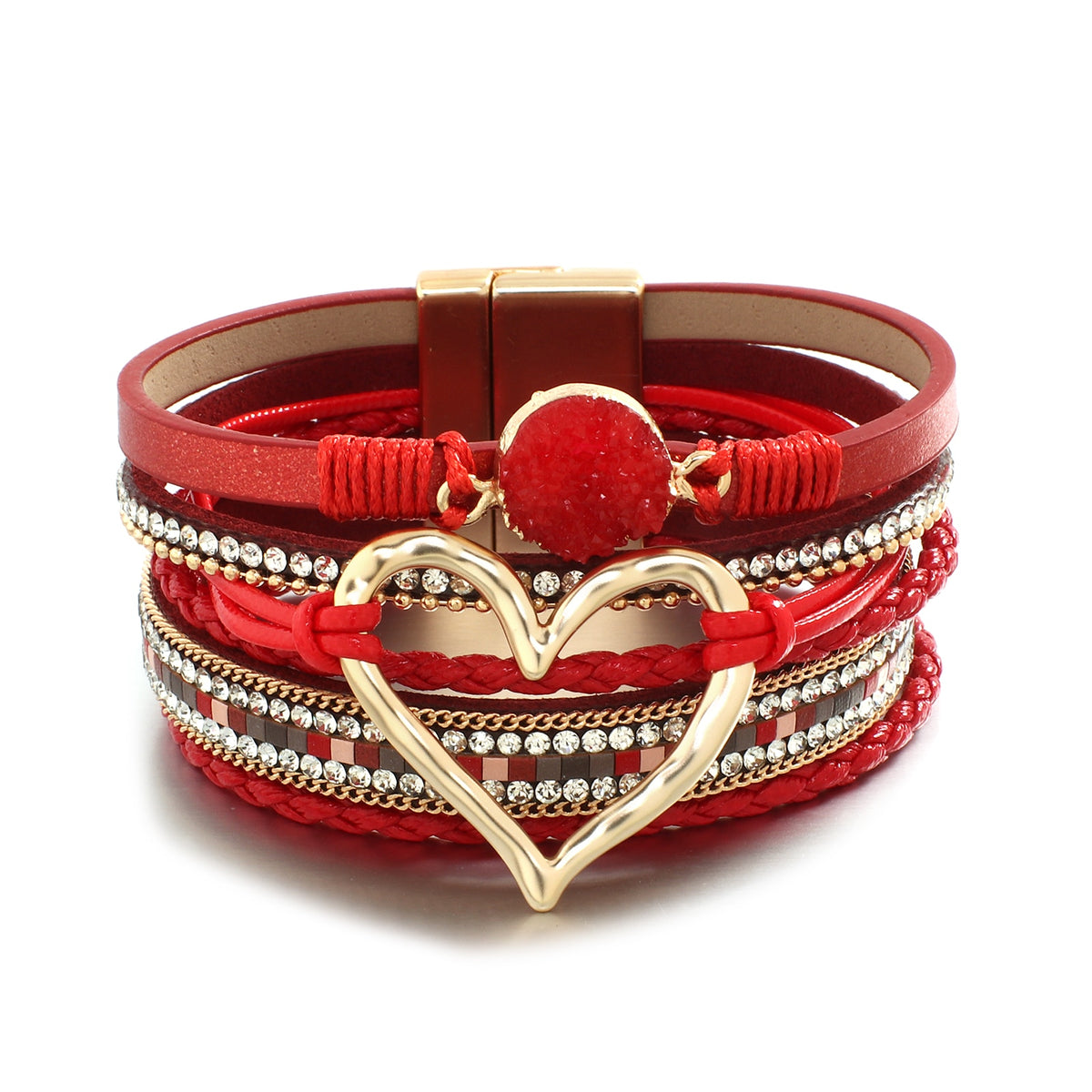 Jewellery - Love-Heart Charm Leather Bracelets