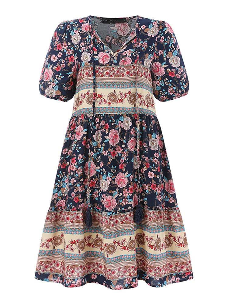 MEG Plus Size Printed Floral Dress - Limited stock!