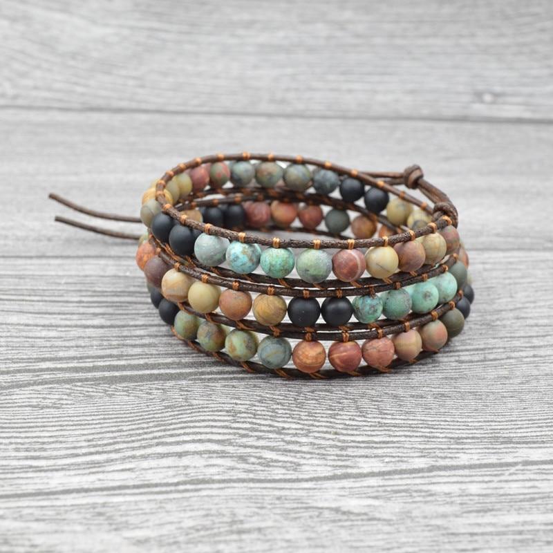 Bohemian Handmade Leather and Stone Multicolor Bracelet BohoDreaming