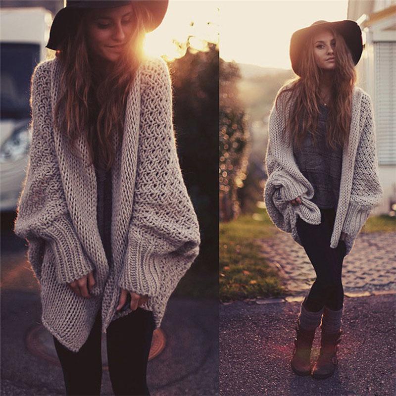 Boho Winter Cardigan with Oversize Batwing Sleeve