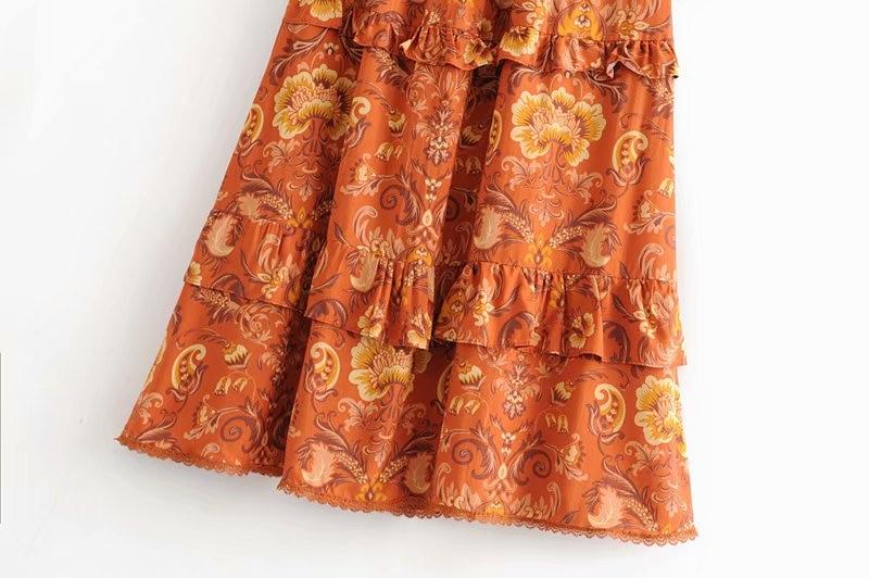 DUSTY Bohemian Floral Print Ruffles Skirt - BohoDreaming