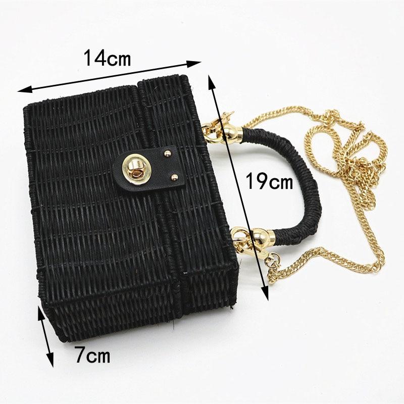 EMMA - Black or Light Beige Straw Handbag With Chain - BohoDreaming