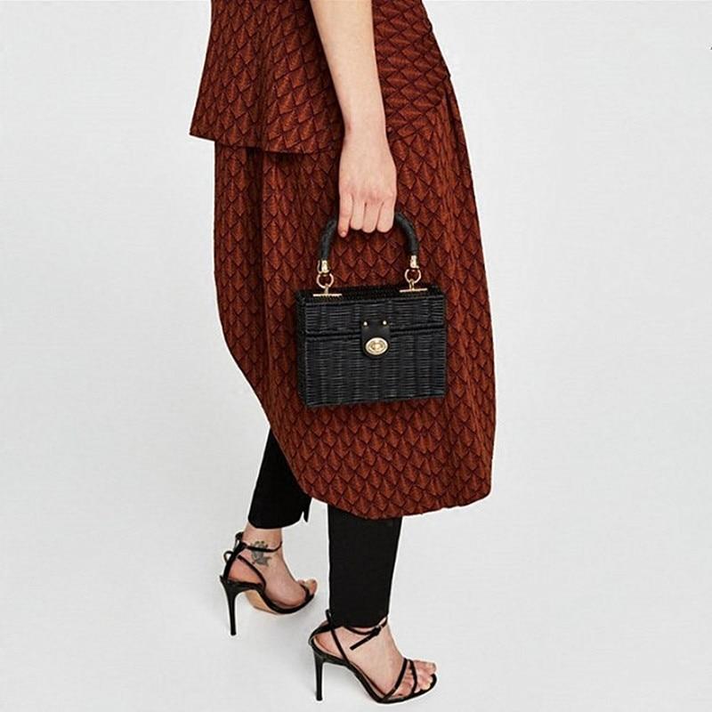 EMMA - Black or Light Beige Straw Handbag With Chain - BohoDreaming