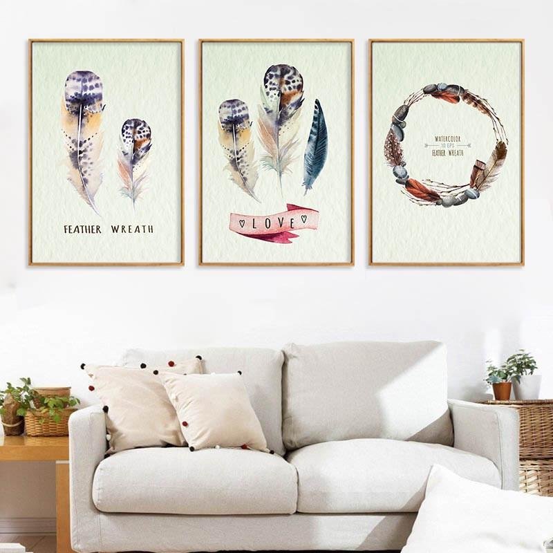 Feather Wreath Love Nordic Canvas Painting - BohoDreaming