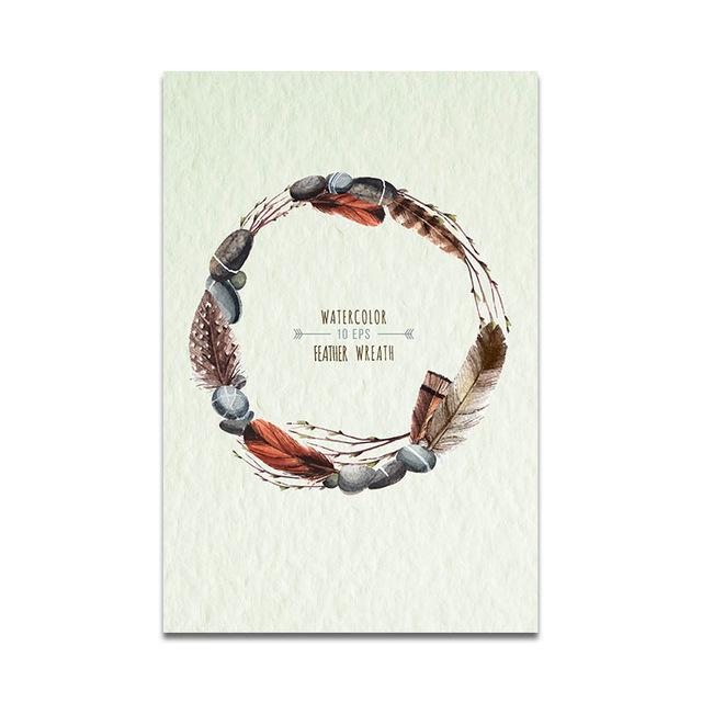 Feather Wreath Love Nordic Canvas Painting - BohoDreaming