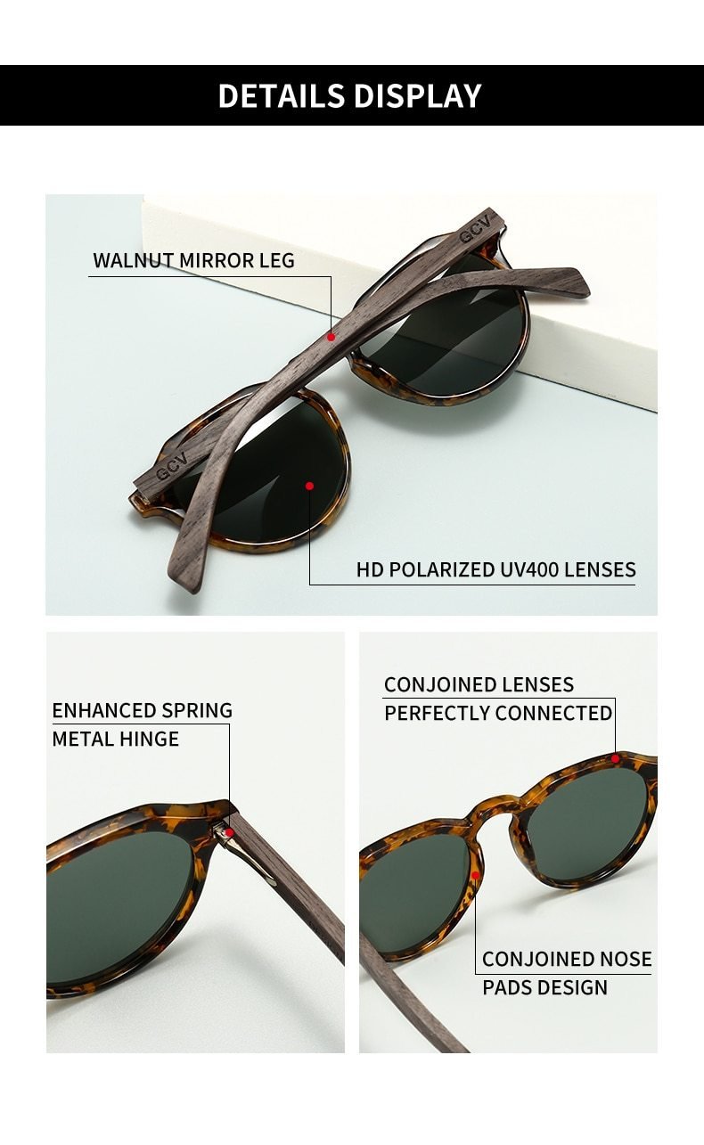 GEMMA - Walnut Frame Designer Sunglasses - BohoDreaming