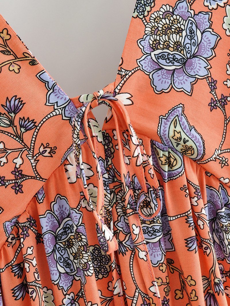 JASMINE Boho Floral Sleeveless Cotton Maxi Dress - BohoDreaming