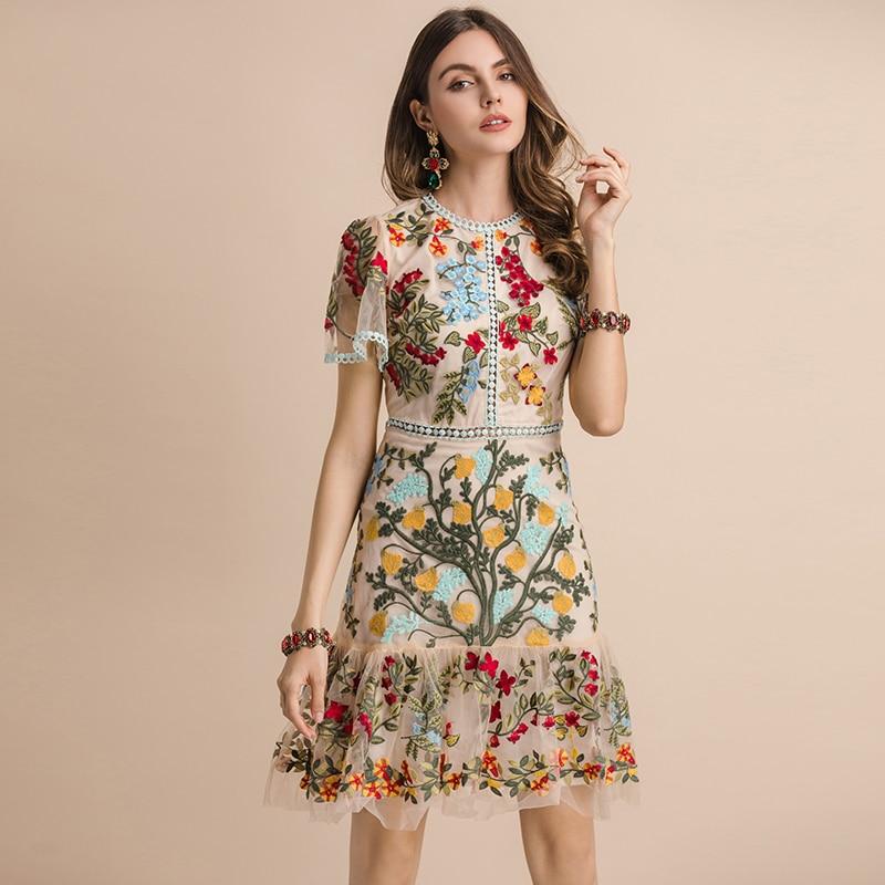 JEMIMA Flare Sleeve Floral Embroidery Midi Dress - BohoDreaming