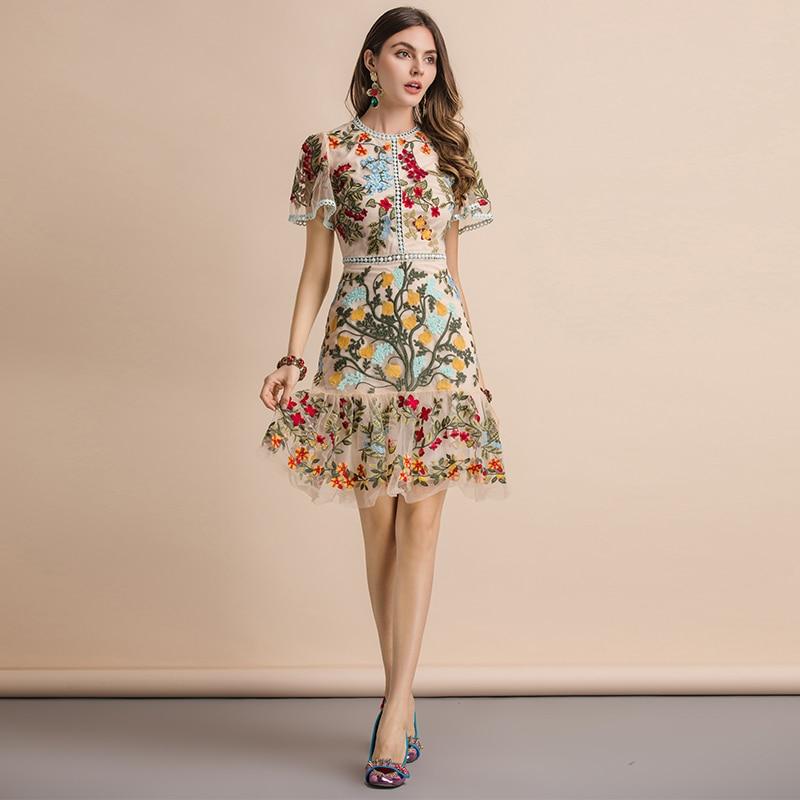 Floral embroidered midi dress best sale