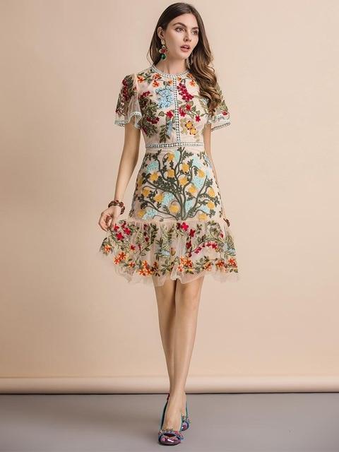 JEMIMA Flare Sleeve Floral Embroidery Midi Dress - BohoDreaming