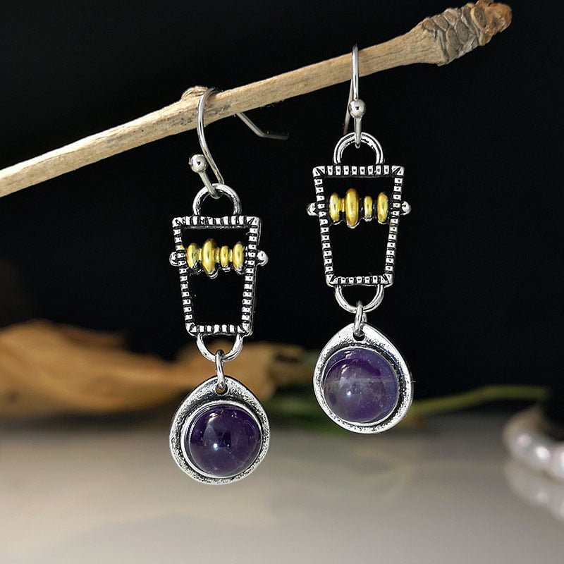 Jewellery - Amethyst Unique Handmade Drop Earrings - BohoDreaming