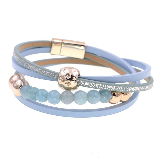 Jewellery - Boho Leather and Bead Bracelets - in 12 colours - BohoDreaming