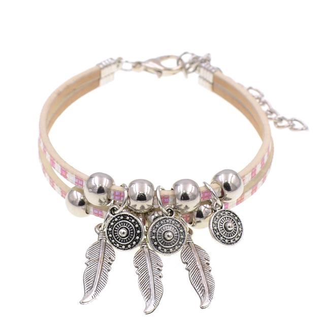 Jewellery - Leather Charm Bracelet - BohoDreaming