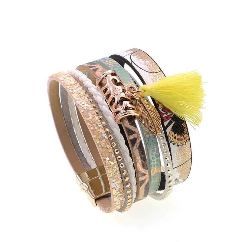 Jewellery - Leather Gold Tone Charm Bracelet - BohoDreaming