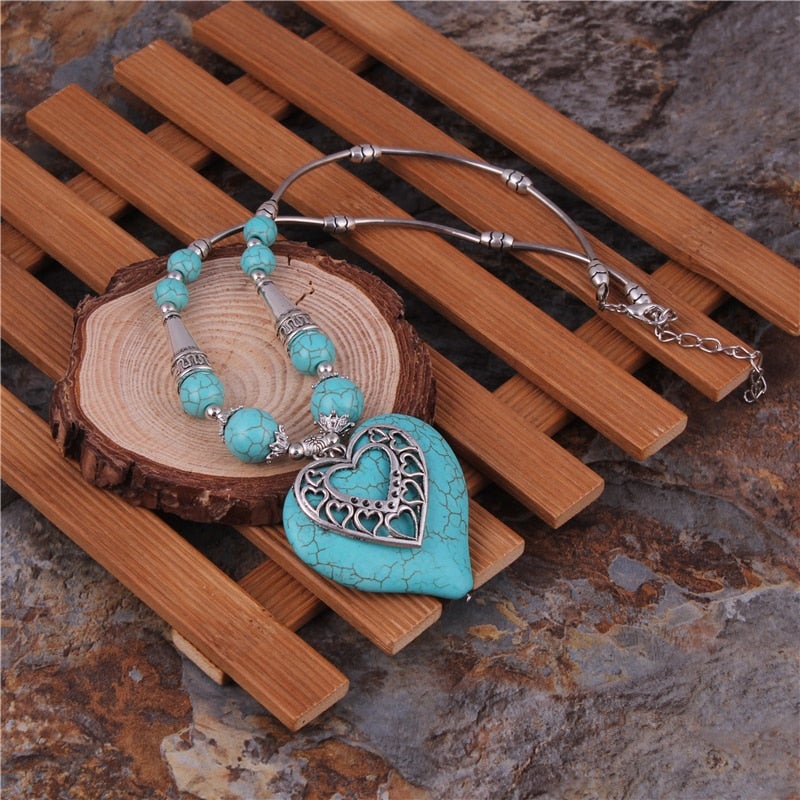 Jewellery - Maxi Double Layer Heart Necklace - BohoDreaming