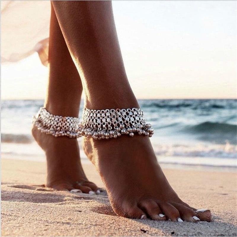 Jewellery - Silver Bell Bead Anklet - BohoDreaming