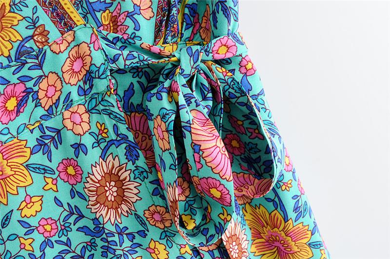 LESLEY Bohemian floral wrap mini dress - BohoDreaming