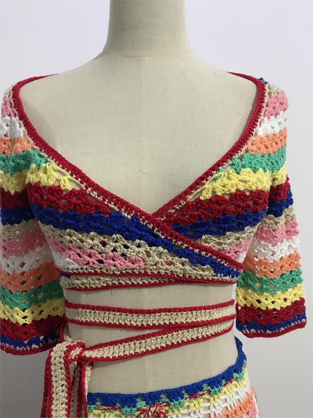 LIMON Striped Crochet Top/Short/Skirt Set (available separately) - BohoDreaming