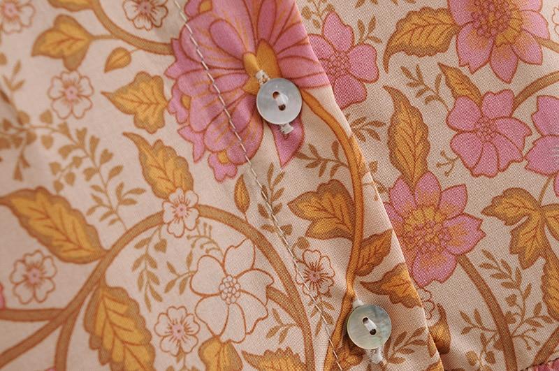 MARGUERITE Floral Print Deep V-neck Bohemian Mini Dress - BohoDreaming