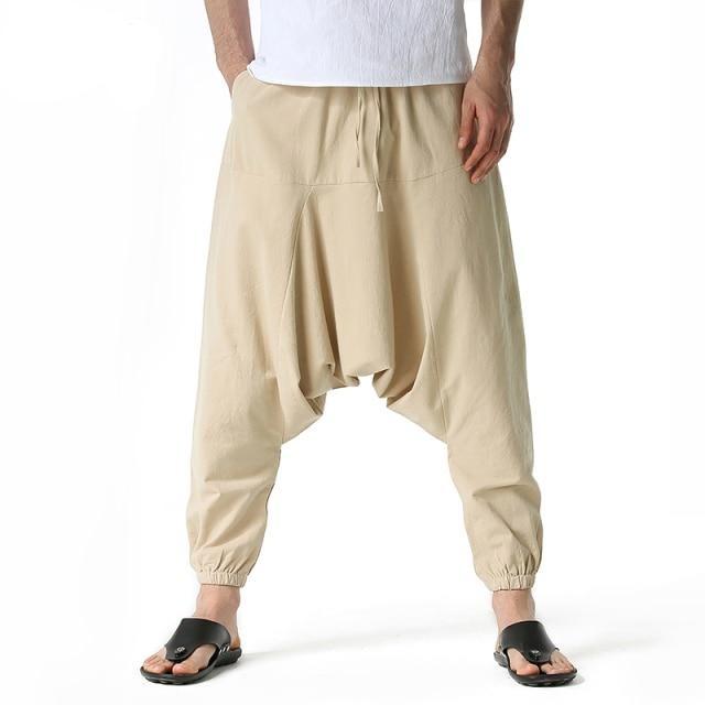 Baggy 100% Cotton Linen Harem Pants Men Hip Hop Ethnic Thailand Hawaii  Trousers Loose Vintage Long Pants Pantalon Hombre - Casual Pants -  AliExpress