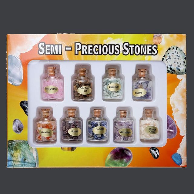 Natural Semiprecious Gem Stone Set of 9 Bottles - BohoDreaming