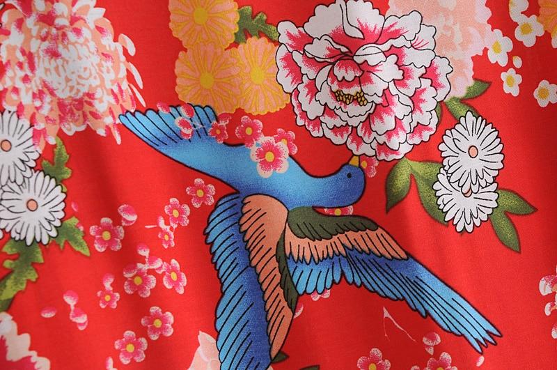 NINA - Floral and Bird Print Bohemian Kimono - BohoDreaming
