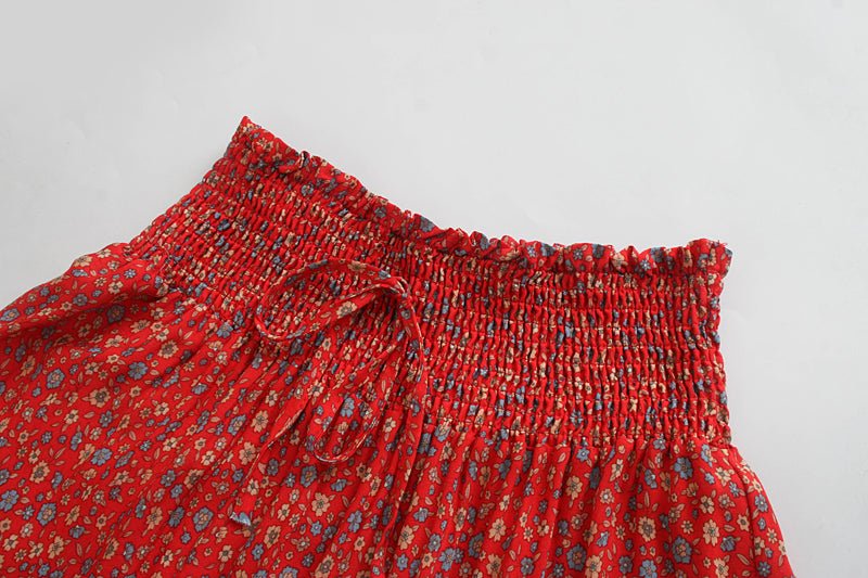 SARITA - Bohemian Pleated High-waisted Boho Maxi Skirt - BohoDreaming