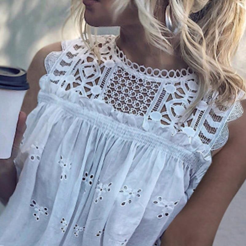 TEGAN Lace Hollow Out Blouse - BohoDreaming