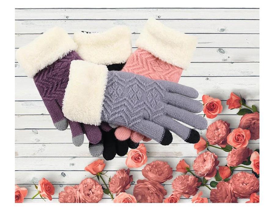 Touch Screen Knitted Gloves with Plush Wrist - BohoDreaming