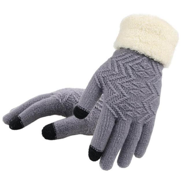 Touch Screen Knitted Gloves with Plush Wrist - BohoDreaming